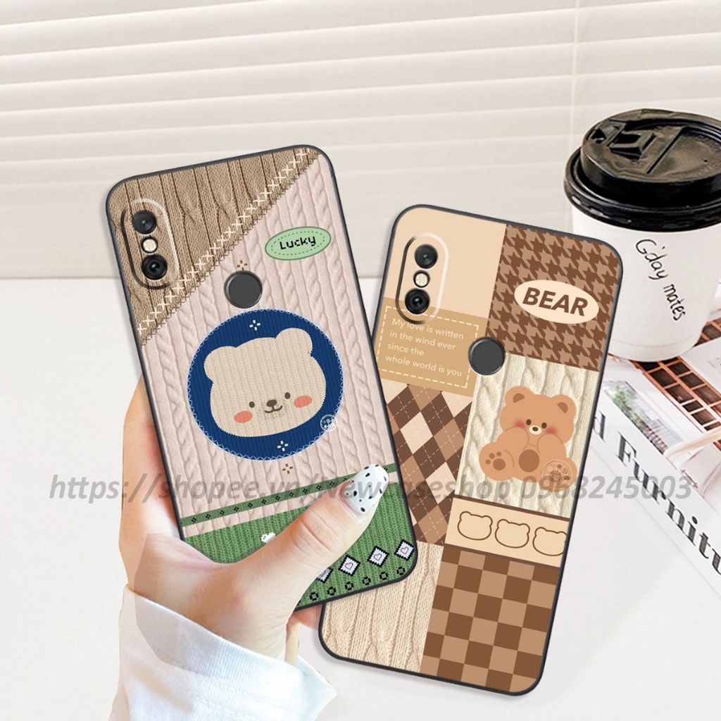 Ốp lưng Xiaomi Redmi Note 5-5 Pro / 6-6 Pro in hình họa tiết len Bear Cute