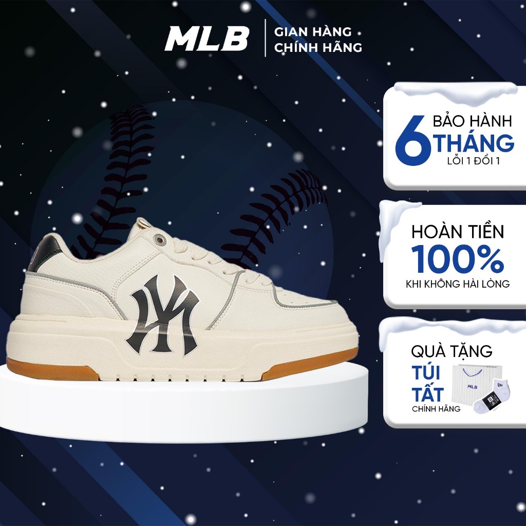 Giày MLB Chunky Liner NY Trắng Phản Quang Chính Hãng (CT)
