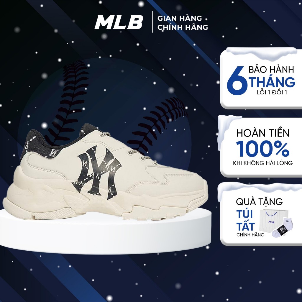 Giày MLB Bigball Chunky Monogram NY Gót Nhung Chính Hãng (CND)