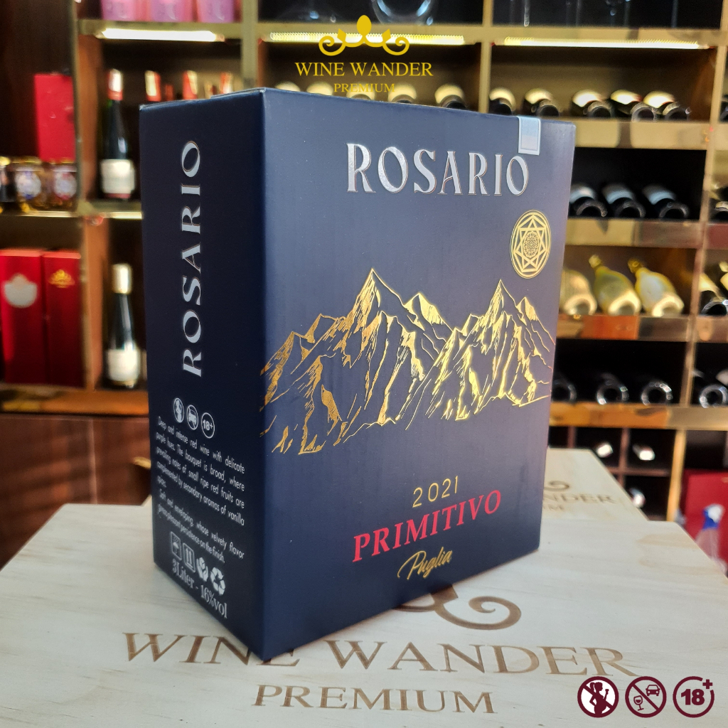 Rượu Vang Đỏ Red Wine Rượu Vang Ý Rượu Vang Bịch 3L Rosario Primitivo 16% - Wine Wander