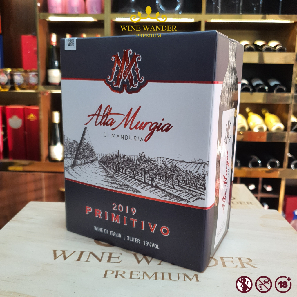 Rượu Vang Đỏ Red Wine Rượu Vang Ý Rượu Vang Bịch 3L Alta Murgia Primitivo 16% - Wine Wander