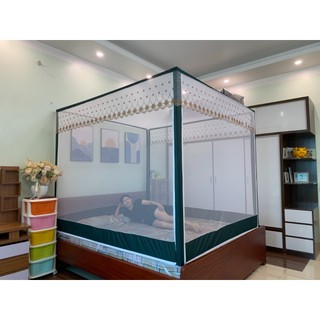 Màn mùng khung vuông không khoan tường 2023 - Khung inox chắc chắn, chất vải dày dặn