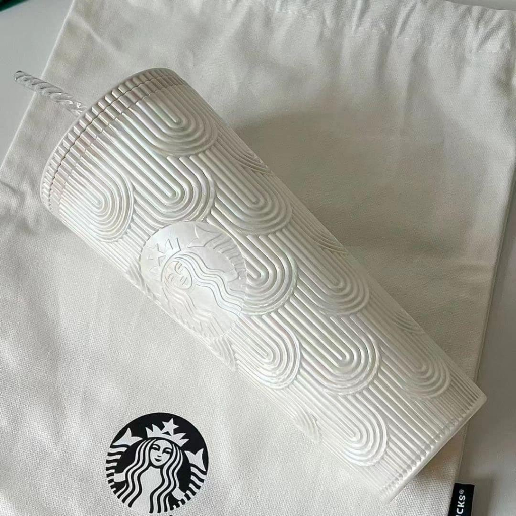 Ly giữ nhiệt Starbucks Siren Gradient White 710ml, bình nước nắp kín kèm ống hút hot 2023 Qimato