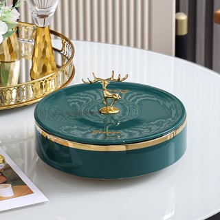 Khay mứt hươu 4 ngăn - khay đựng bánh kẹo kèm nắp