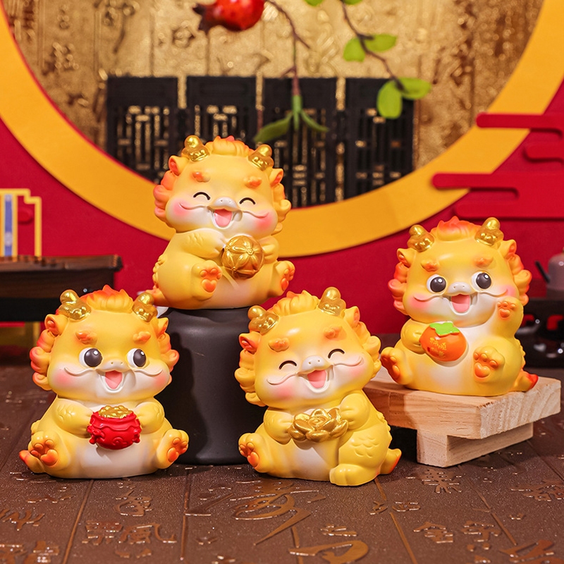 Rồng con năm mới, mô hình rồng đáng yêu trang trí tết, làm quà tặng, decor chất liệu đá thạch cao chắn chắn