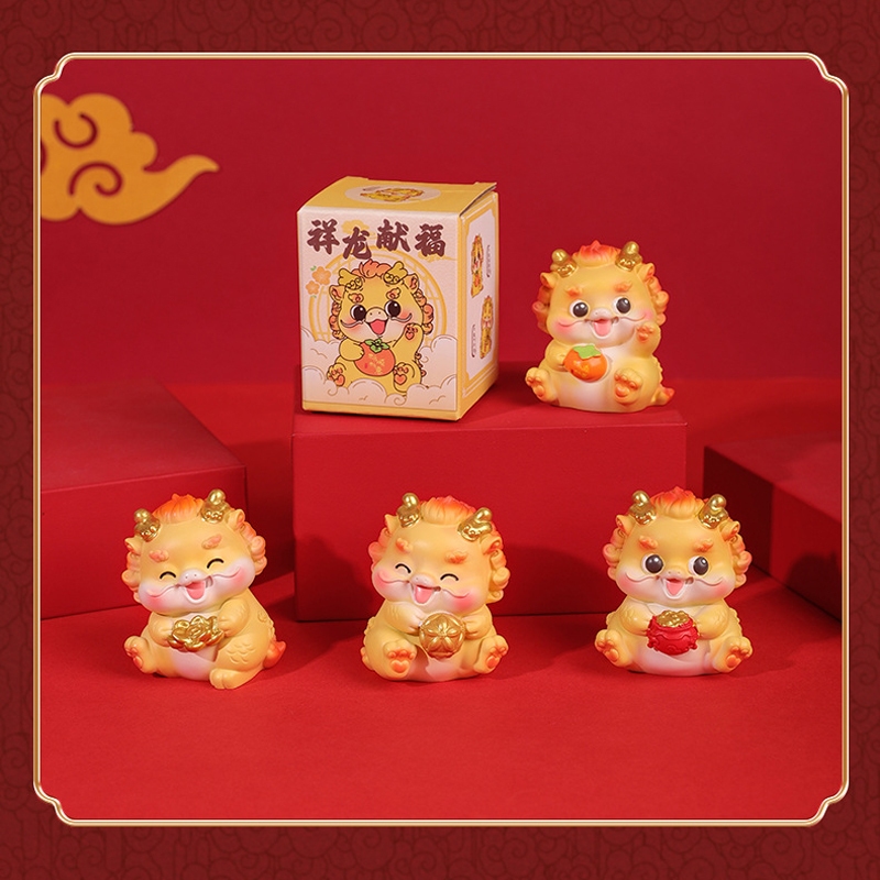 Rồng con năm mới, mô hình rồng đáng yêu trang trí tết, làm quà tặng, decor chất liệu đá thạch cao chắn chắn