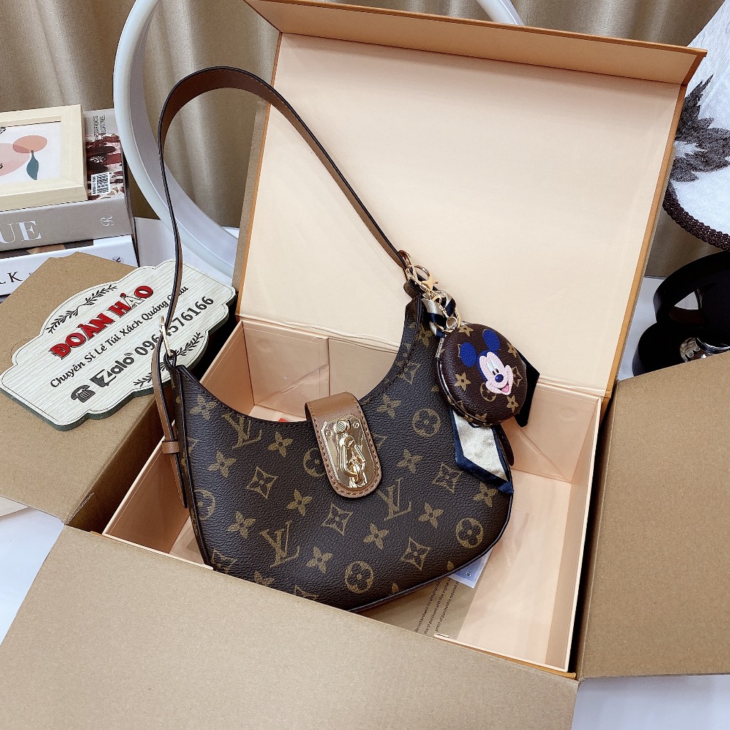 Túi kẹp nách mẫu mới có hộp tặng kèm khăn và gương thời trang bản cao cấp 2 bocx nam châm video ảnh thật MTA10/0600