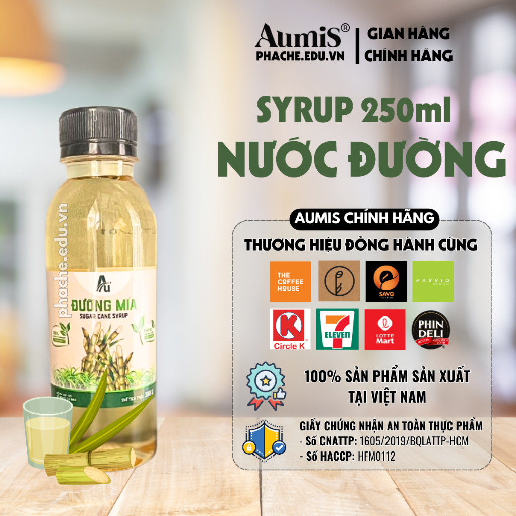 Nước Đường Pha Chế “syrup Mía Xanh Aumis 300gr” Làm Nguyên Liệu Nấu Ăn