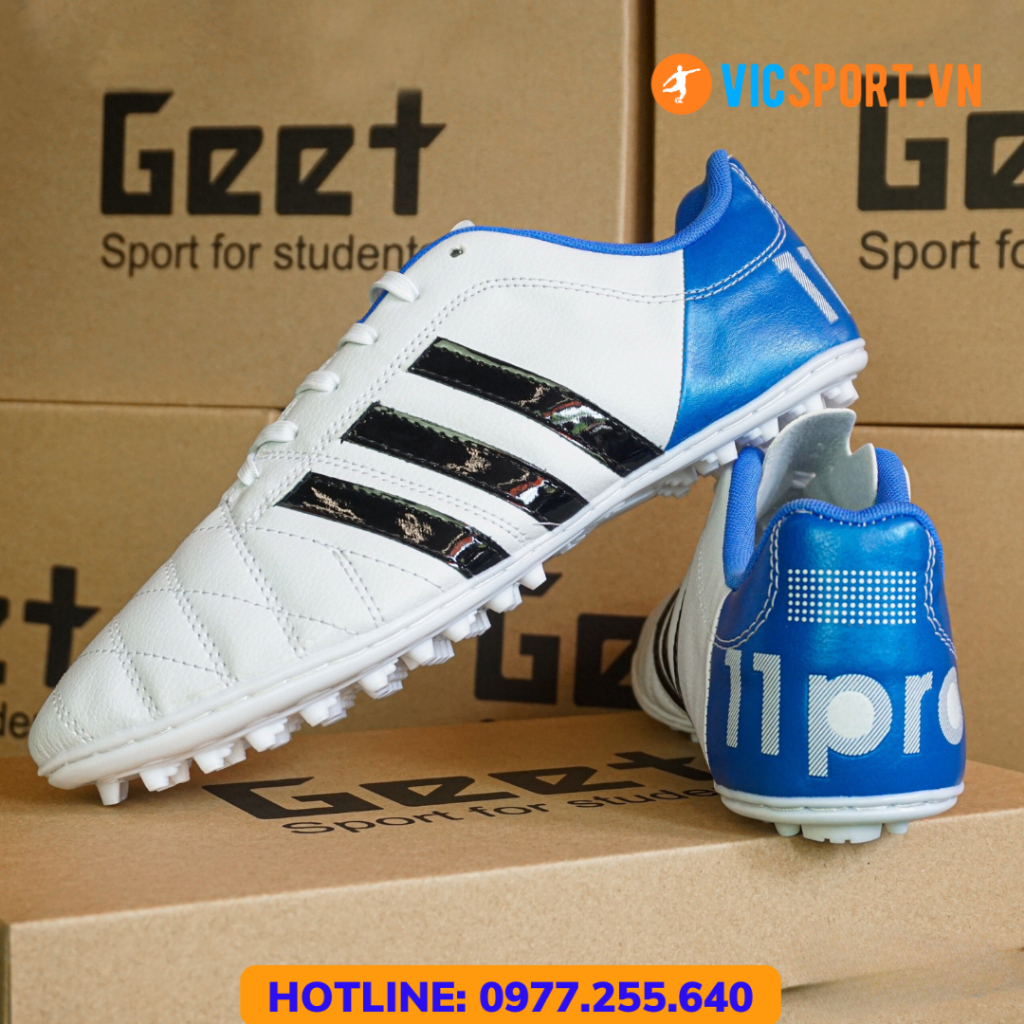 Giày Bóng Đá 3 Sọc 11 Pro GEET Chính Hãng Đế Trắng , Giày Đá Banh Sân Nhân Tạo - Vicsport