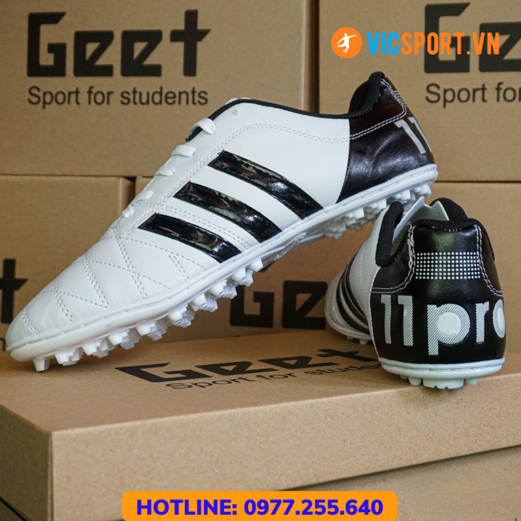 Giày Bóng Đá 3 Sọc 11 Pro GEET Chính Hãng Đế Trắng , Giày Đá Banh Sân Nhân Tạo - Vicsport