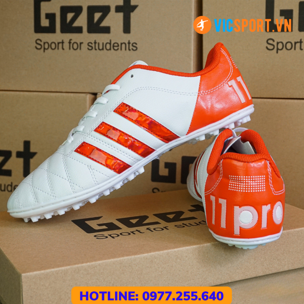 Giày Bóng Đá 3 Sọc 11 Pro GEET Chính Hãng Đế Trắng , Giày Đá Banh Sân Nhân Tạo - Vicsport