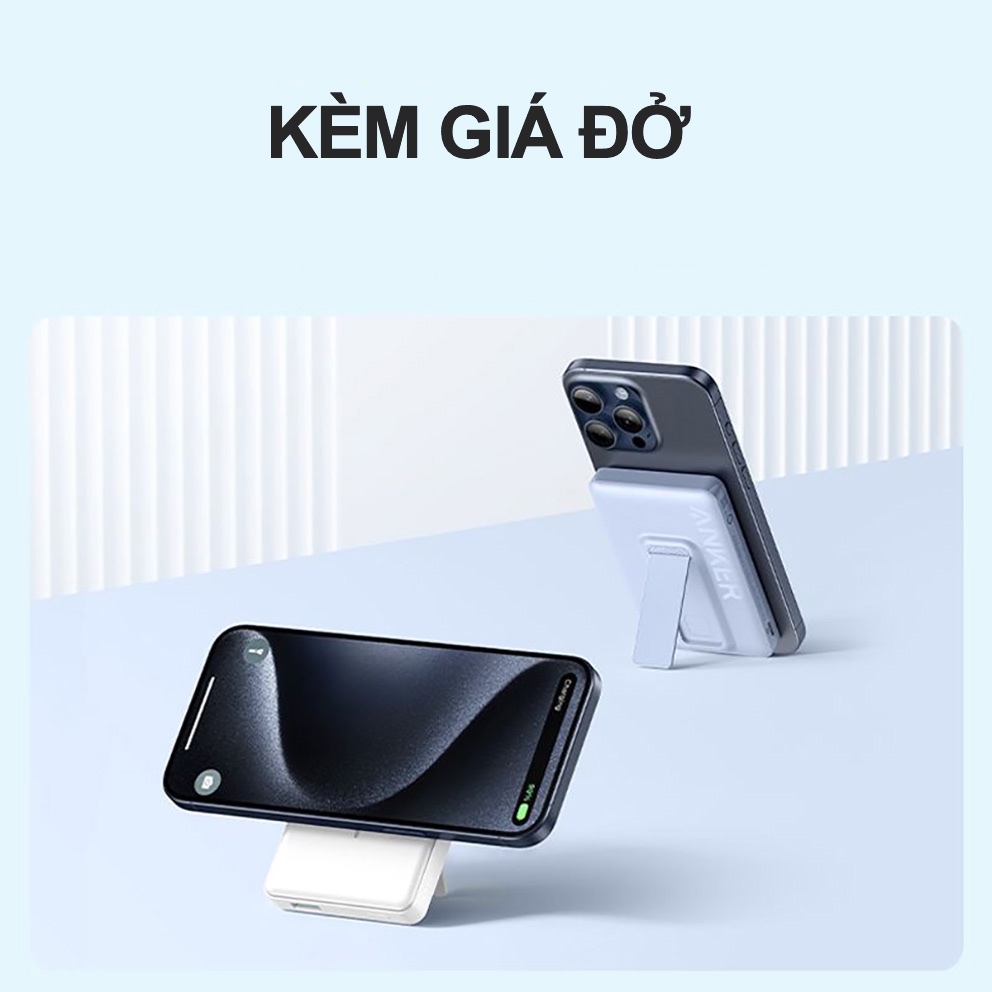 Sạc Dự Phòng Không Dây Từ Tính Anker A1652 A1642 PD 20W 10000mAh,Cho 12/13/14/15 Series,Sạc K Dây 5W/7.5W,Sạc Có Dây 20W