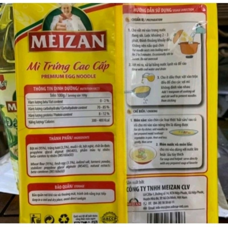 Mì trứng cao cấp Meizan Gói 500g