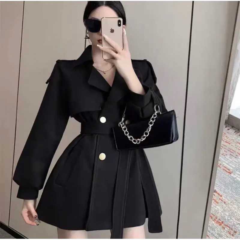 ÁO MĂNG TÔ TAY BỒNG CHẤT KAKI 2 LỚP