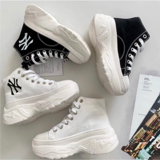 giày MLB chunky đen vải canvas cao cổ kho giày 203 giày mlb ny đen hight cao cấp