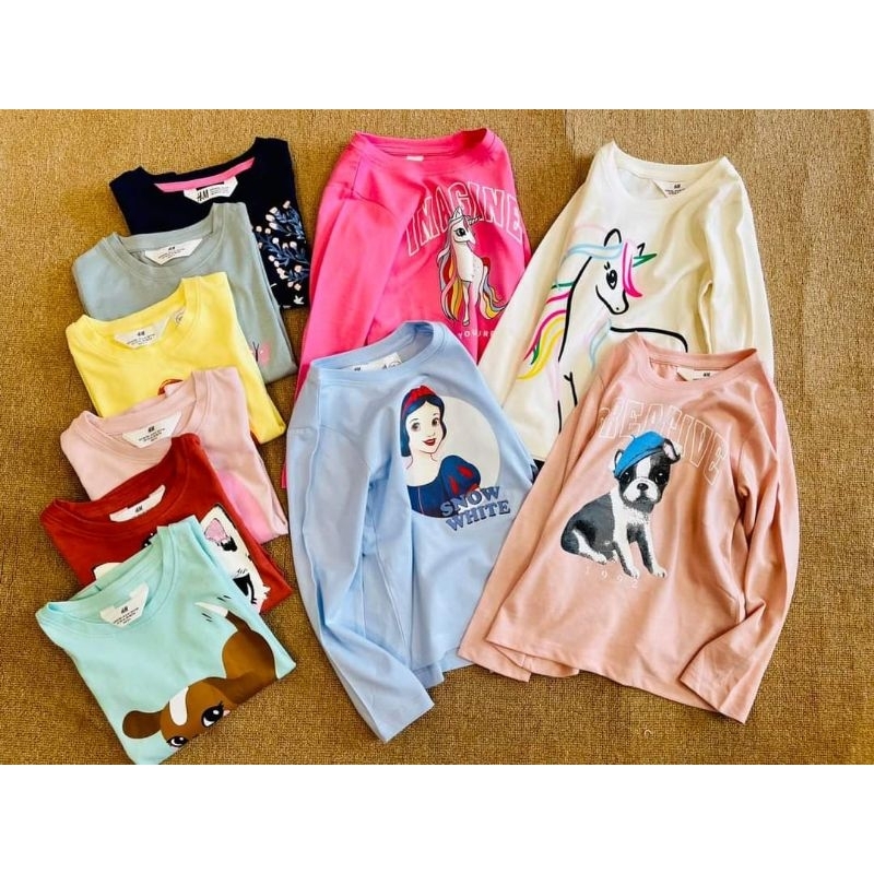 Áo Thun Dài Tay Cho Bé Trai và Bé Gái In Hình Dễ Thương