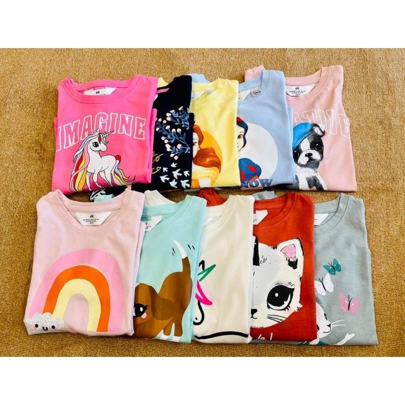 Áo Thun Dài Tay Cho Bé Trai và Bé Gái In Hình Dễ Thương