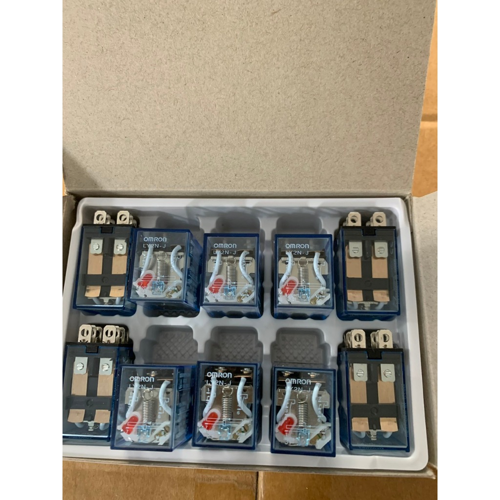 Rơ le trung gian LY2N-J, relay trung gian 8 chân dẹp lớn có đèn 10A giá rẻ điện áp 24VDC, 220VAC, 12
