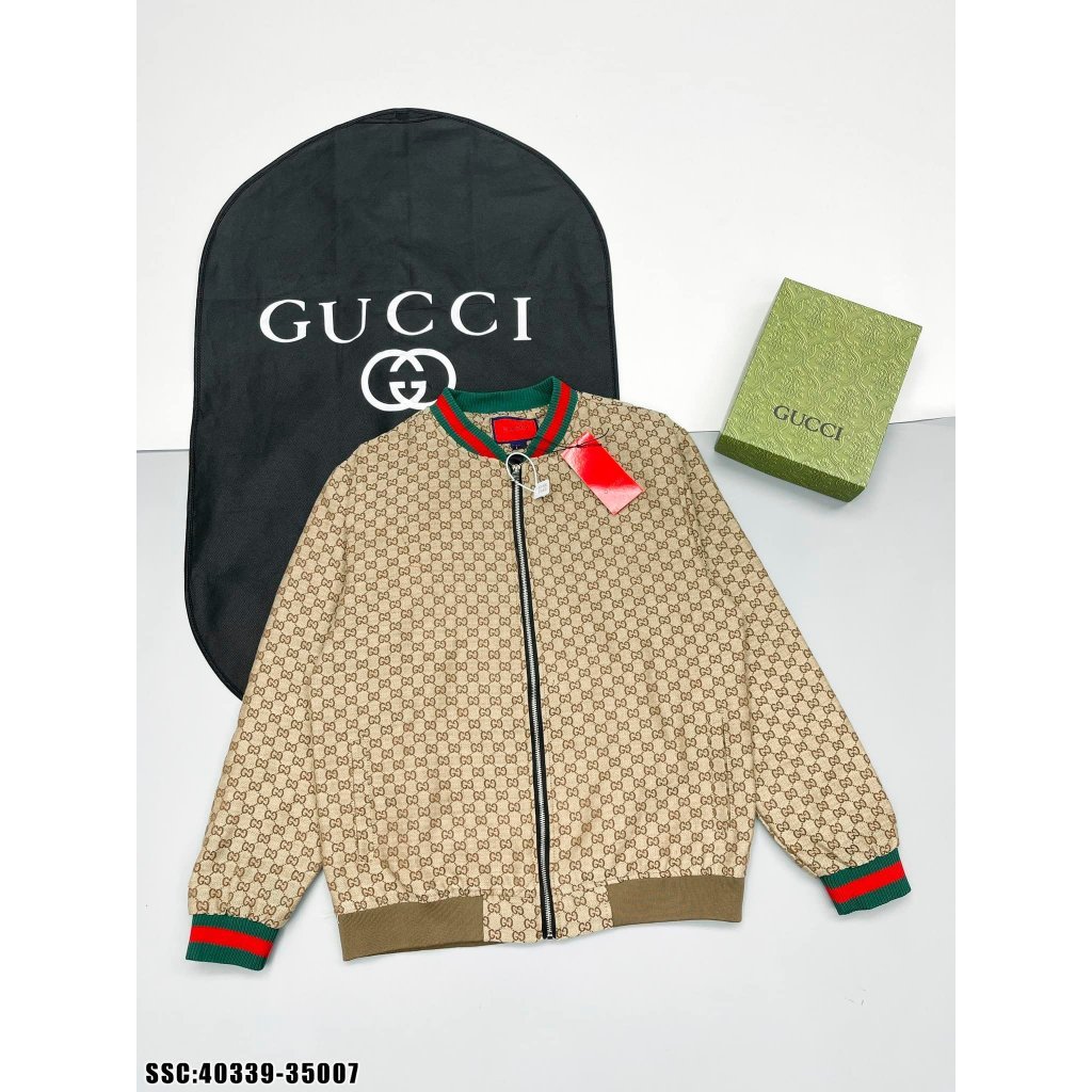 Áo Khoác Bomber Gu.ccii Nam Nữ 2 Lớp Hàng Cao Cấp - Áo GC LV Họa Tiết Thêu Gấu Dập Vân Nổi Thu Đông 2023