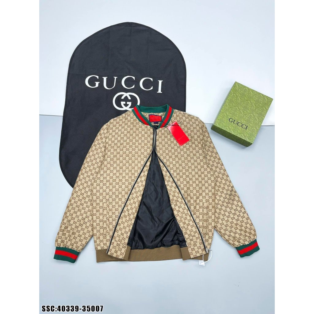 Áo Khoác Bomber Gu.ccii Nam Nữ 2 Lớp Hàng Cao Cấp - Áo GC LV Họa Tiết Thêu Gấu Dập Vân Nổi Thu Đông 2023