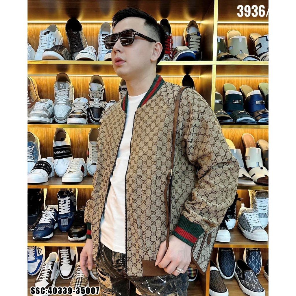 Áo Khoác Bomber Gu.ccii Nam Nữ 2 Lớp Hàng Cao Cấp - Áo GC LV Họa Tiết Thêu Gấu Dập Vân Nổi Thu Đông 2023