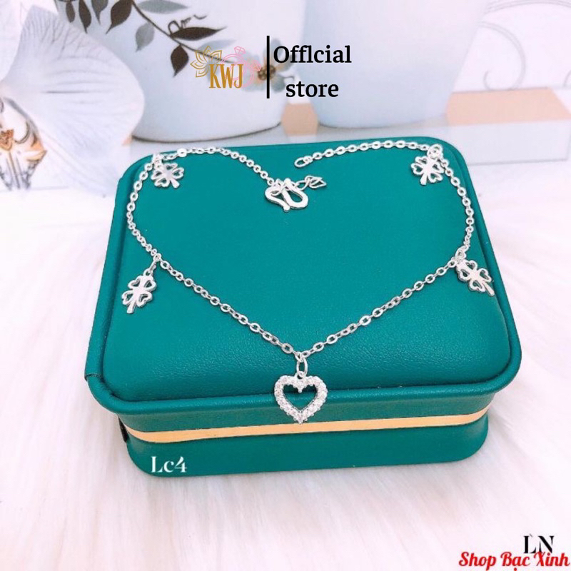 Lắc chân Bạc, phụ kiện cỏ 4 lá.LCB1409
