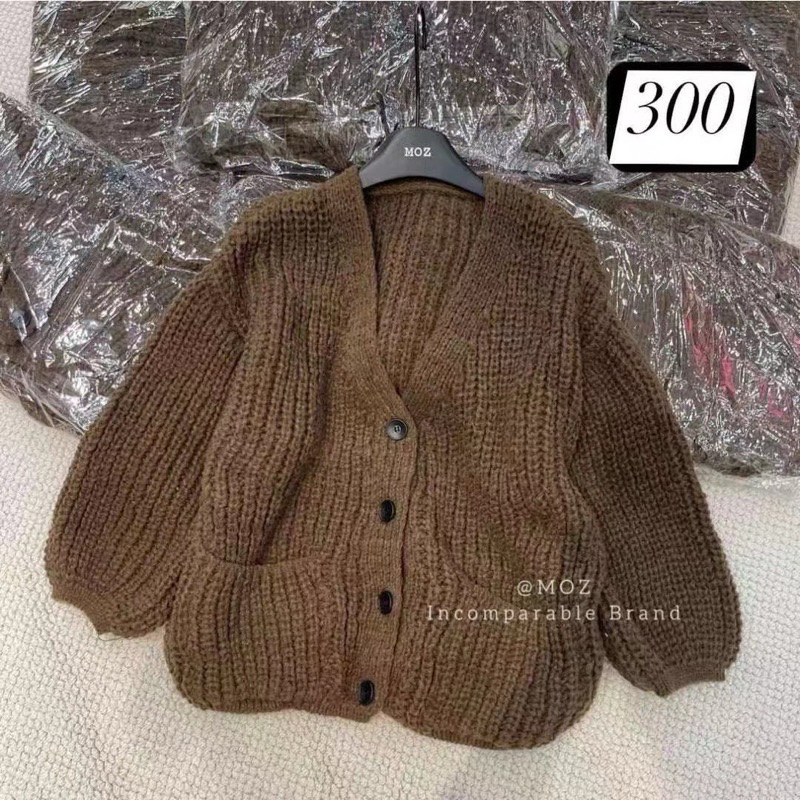 Áo Khoác Cadigan Len Nâu Siêu Hot