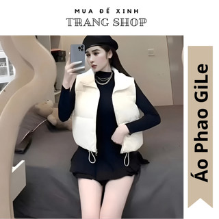 Áo khoác phao gile croptop dáng ngắn có dây rút eo , có túi 3 lớp chất gió tráng bạc phong cách hàn quốc 13