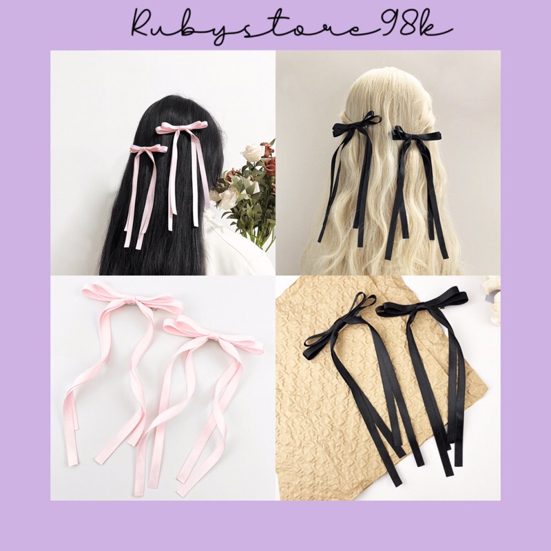 Set 2 kẹp nơ dáng dài tiểu thư