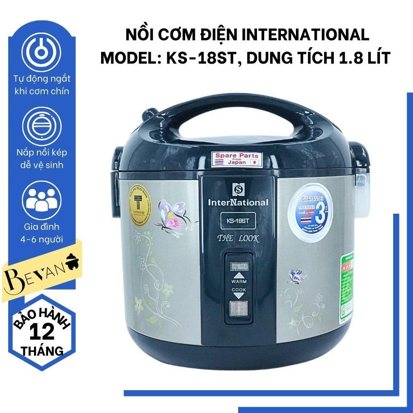 Nồi cơm điện Thái Lan International KS-18ST công nghệ nấu hiện đại, cơm chín đều phù hợp với mọi gia đình - Bevano