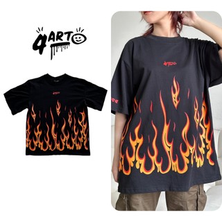 Áo thun Oversized 4Art LỬA BASIC Cotton 2 chiều 235gsm Hình in lụa Unisex Màu Đen