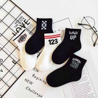 Sét 5 đôi tất trẻ em cổ cao cotton số 123 cho bé từ 1-12 tuổi