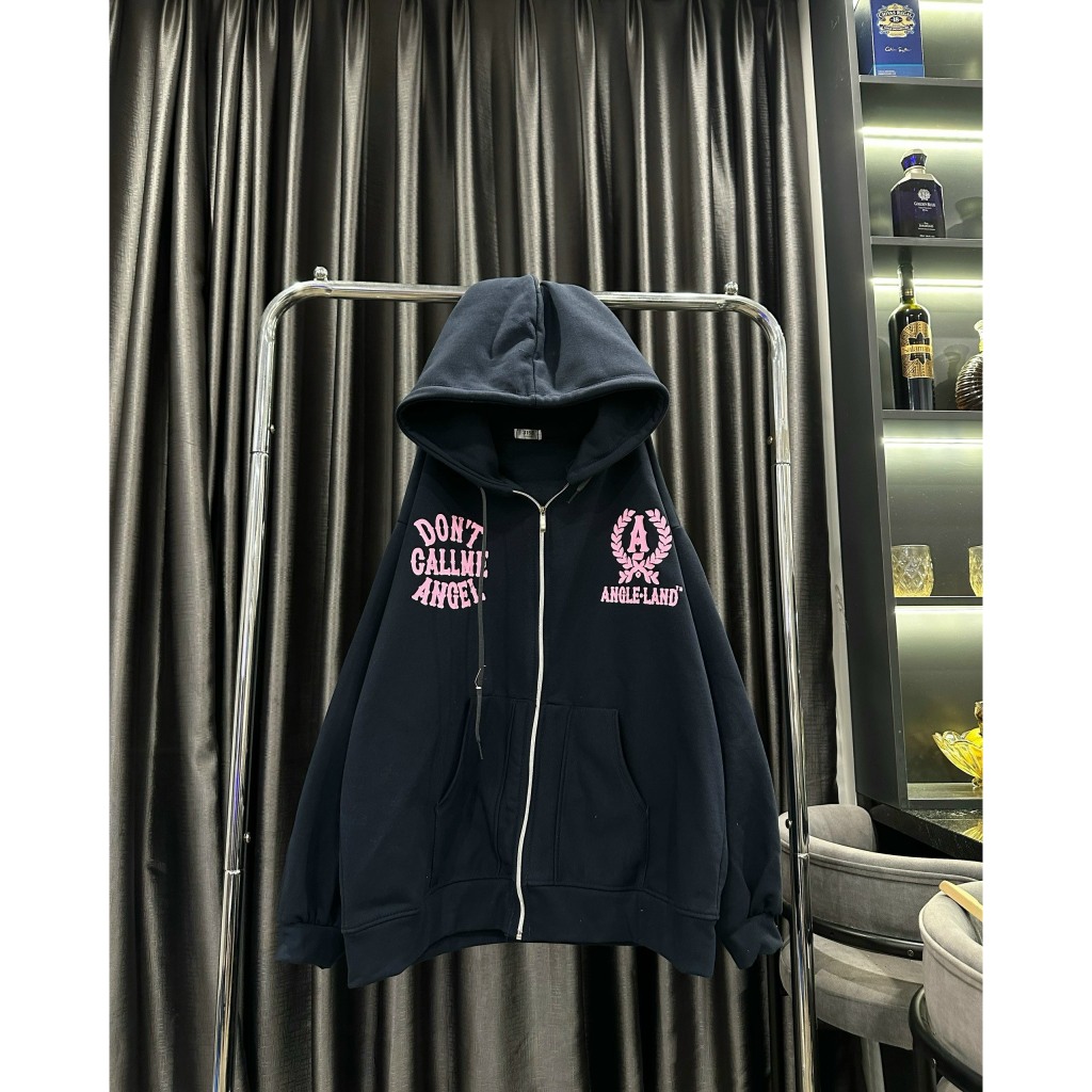 Áo Khoác Nữ, Áo Khoác Chất Nỉ Ngoại In Chữ DON'T CALL ME Hồng Kèm Mũ 2 Lớp Siêu Xinh