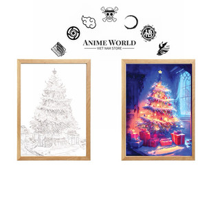 Tranh đèn led cây thông Noel - Trang trí hình bóng sáng tạo cho dịp giáng sinh