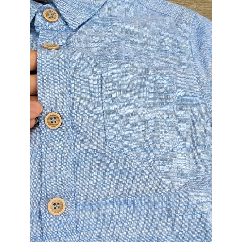 Áo sơ mi xanh bâu đức 3/4y