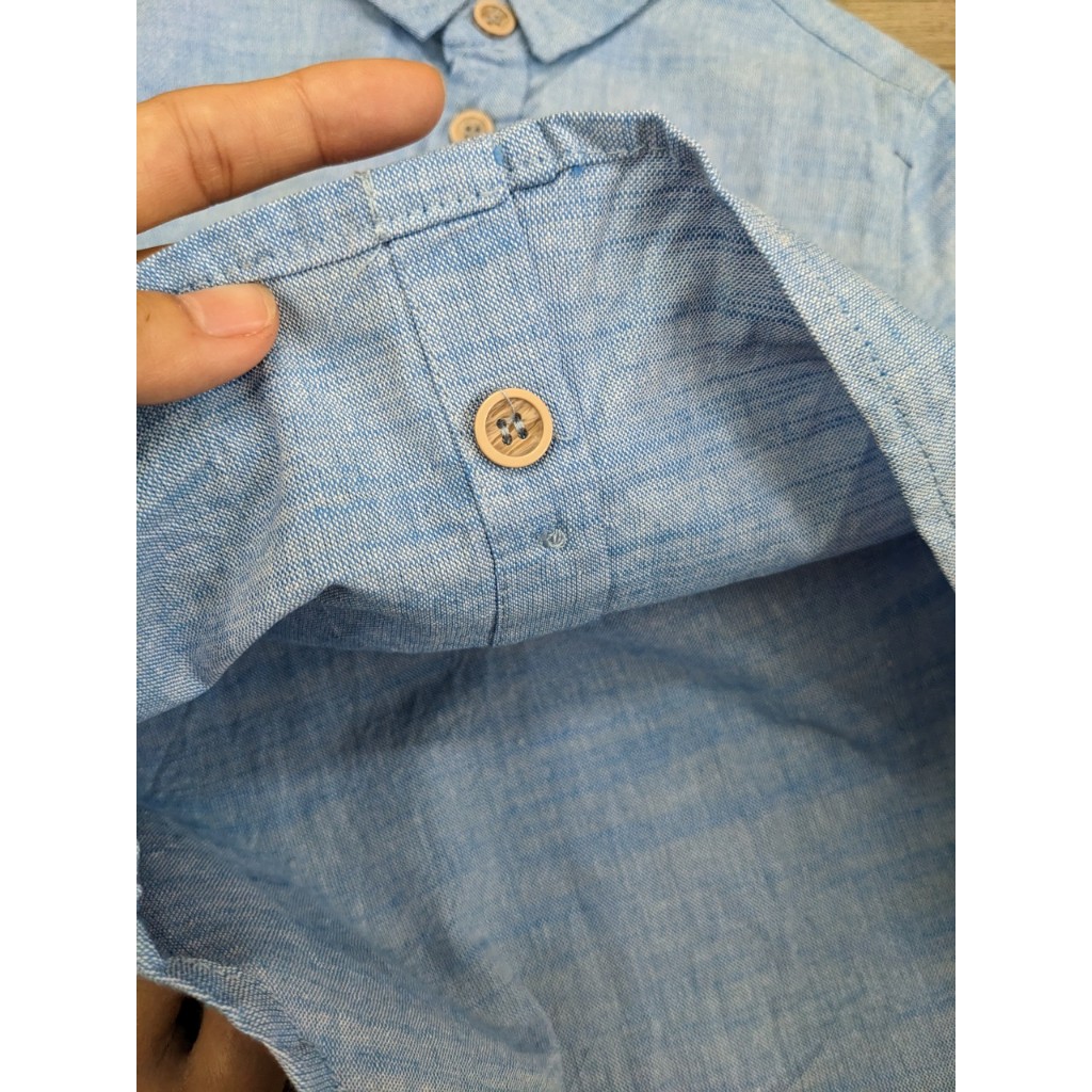 Áo sơ mi xanh bâu đức 3/4y