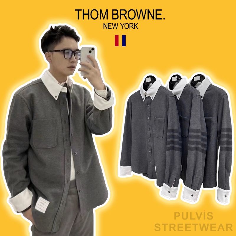   Mirror Quality  - Áo Sơ Mi TB Thom Browne Double Face Tech Twill 4-Bar Button Down Shirt Áo sơ mi B 