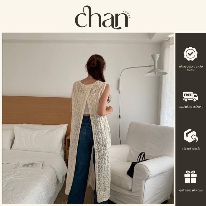 Váy tanktop dáng dài dệt kim xẻ lưng phong cách uzzlang hàn quốc hot trend