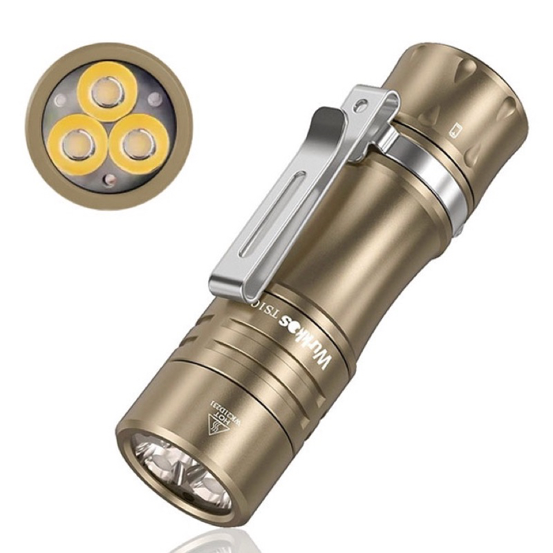 Wurkkos TS10 Đèn pin Mini 14500 EDC mạnh mẽ với đèn LED CRI 3 * 90 và Aux màu đơn, Anduril 2.0