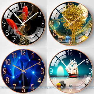 Đồng hồ tròn treo tường decor, đồng hồ tráng gương 5d cao cấp
