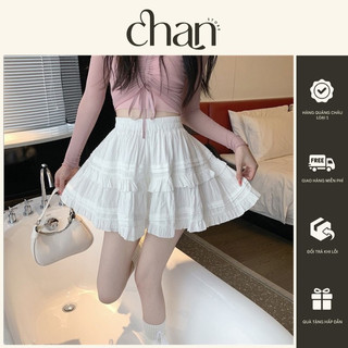 Chân váy trắng tầng dáng xoè có lót trong màu sắc ngọt ngào phong cách hàn quốc M14