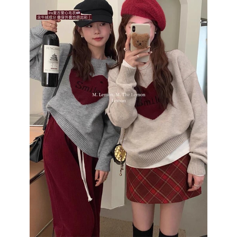 Áo len thêu tim đỏ siêu nổi bật siêu xinh