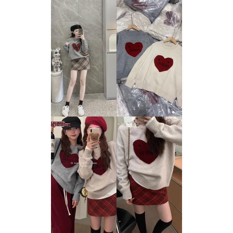 Áo len thêu tim đỏ siêu nổi bật siêu xinh