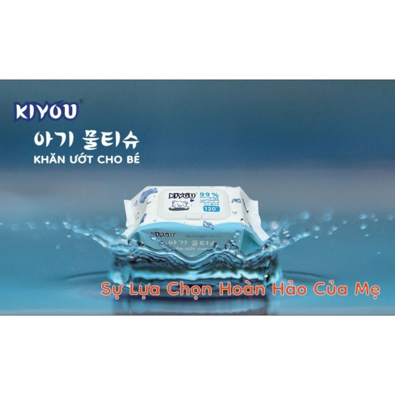 Khăn ướt ăn toàn cho bé - 120 tờ - kiyou - không mùi - công nghệ Hàn Quốc