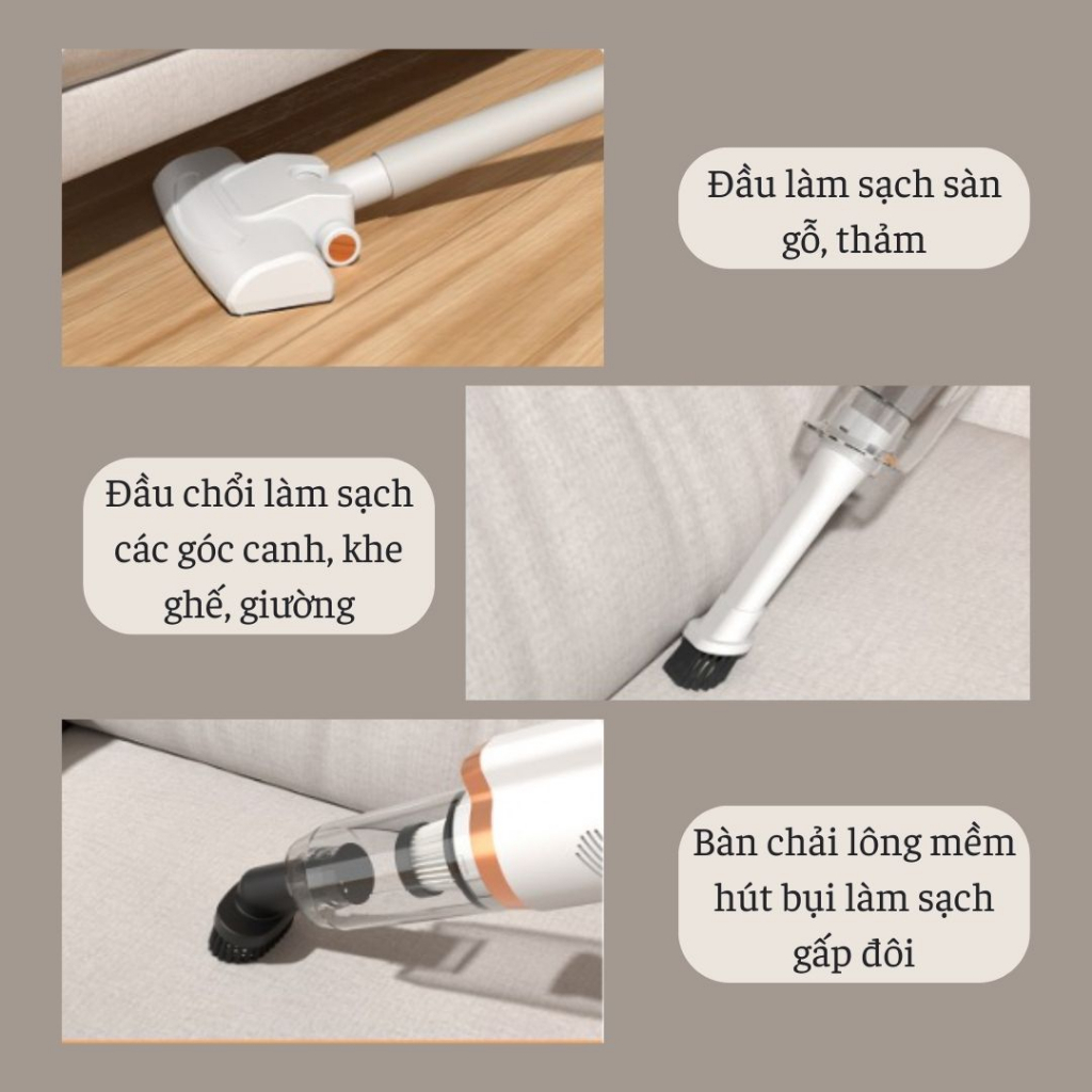 Máy Hút Bụi Cầm Tay Không Dây Đa Năng Lực Hút Siêu Mạnh Hút Gầm Giường, ô Tô, Sofa, Bảo Hành 12 Tháng