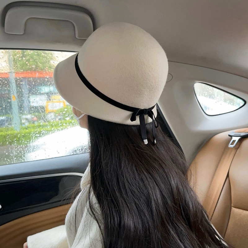 Mũ bucket mũ dạ thu đông mũ vành mũ lông cừu ép cao cấp hot 2023 hàng QC dễ đội có dây chỉnh