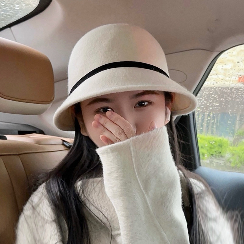 Mũ bucket mũ dạ thu đông mũ vành mũ lông cừu ép cao cấp hot 2023 hàng QC dễ đội có dây chỉnh