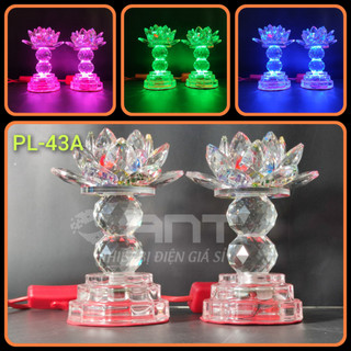 Đèn hoa sen pha lê nguyên khối led đổi màu để bàn thờ phật, bàn thờ gia tiên,đèn thờ cúng đẹp pl-43a