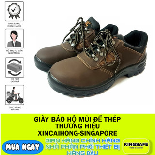 Giày bảo hộ mũi đế thép da thật , bền , đẹp , thương hiệu xincaihong-singapore