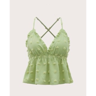 ( ORDER SHEIN ) TINO TOP - Áo croptop dây dáng babydoll vải hoa nổi Y2K
